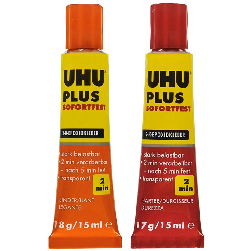 UHU 2-componenten lijm PLUS direct hard, transparant, 35 g tube